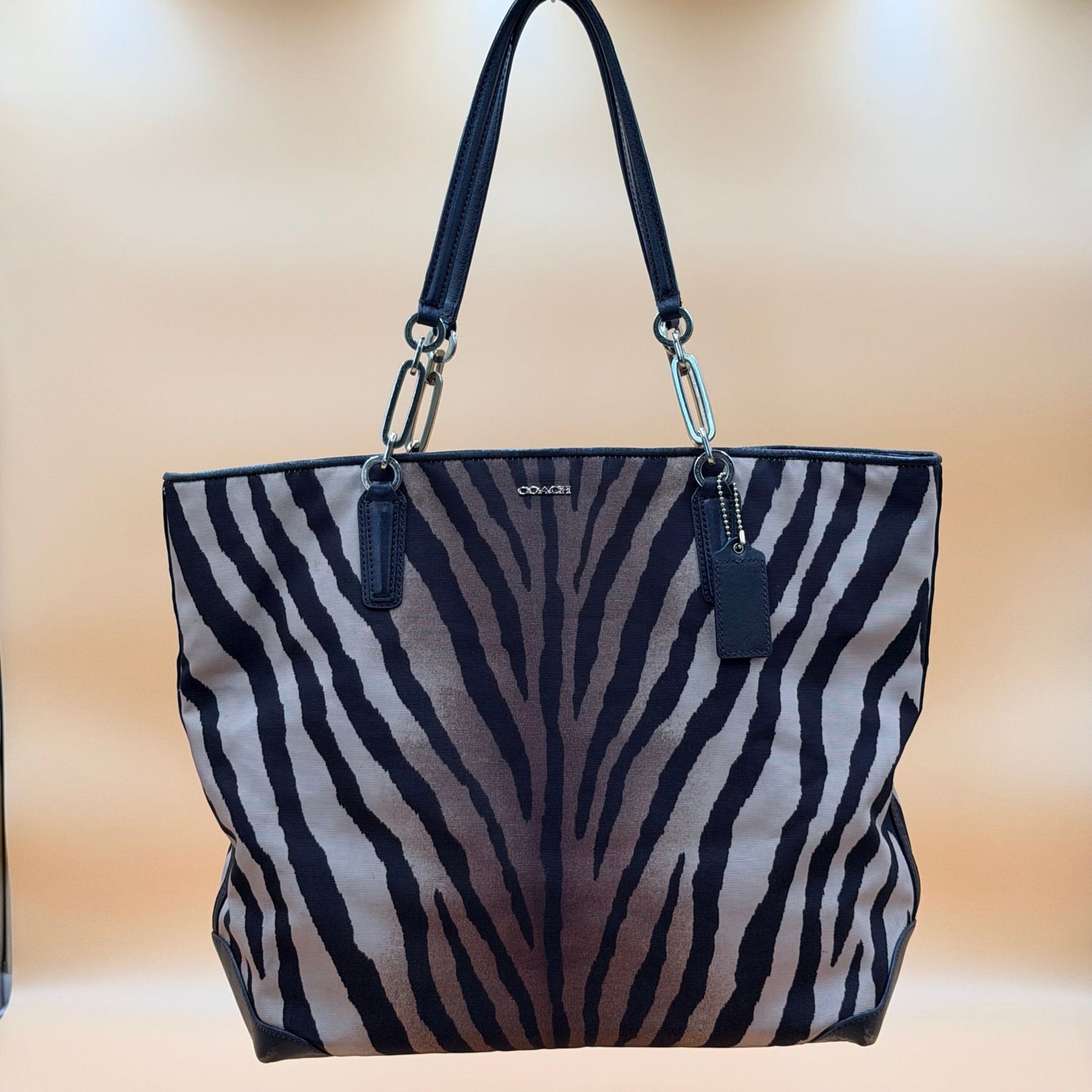 COACH MADISON EAST/WEST TOTE ZEBRA PRINT FABRIC