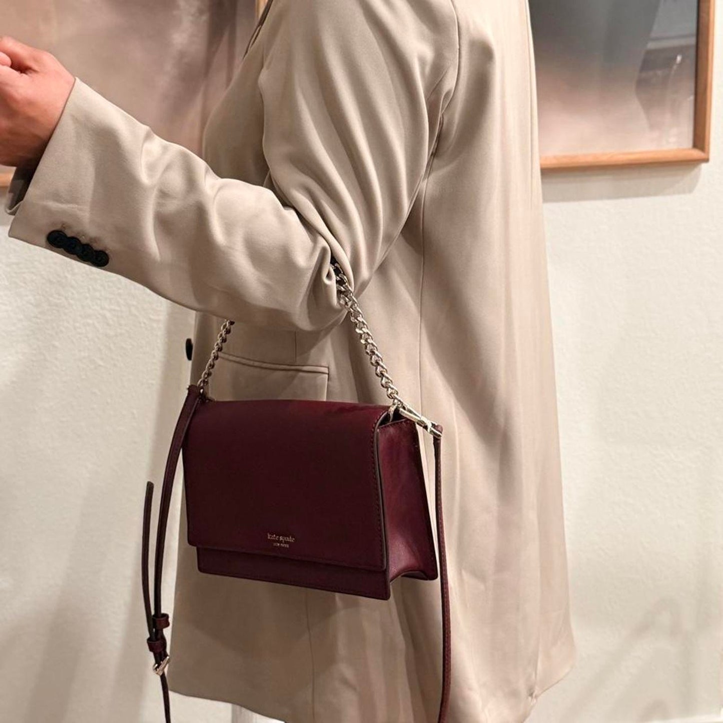 Kate Spade New York Cameron Convertible Crossbody Women’s Saffiano Bag Burgundy