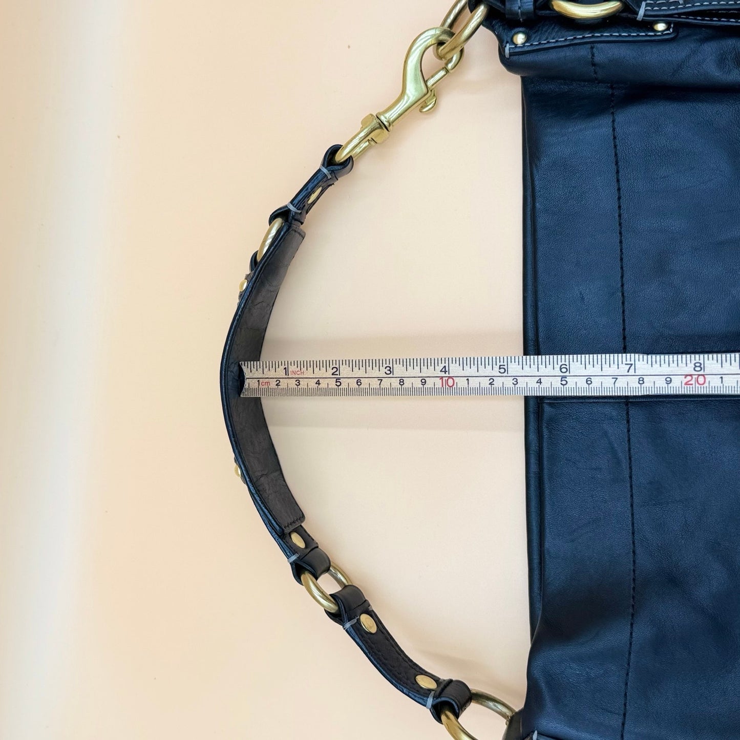 Coach Carly Black Leather Hobo Shoulder Bag Turnlock Brass Hardware Large Purse