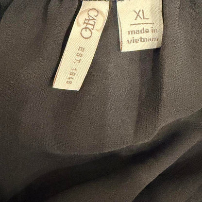Cato Black sheer blouse with ruffled sleeves and elastic waistband, size XL   J1085-OT