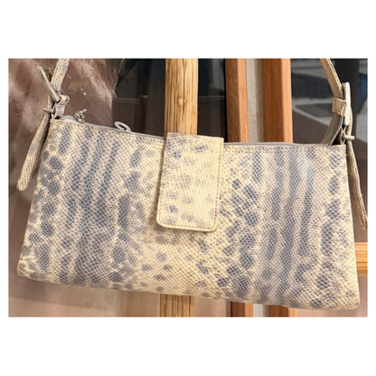 Antonio Scepi Neutral Snakeskin Shoulder Strap Clutch in Genuine Italian Leather