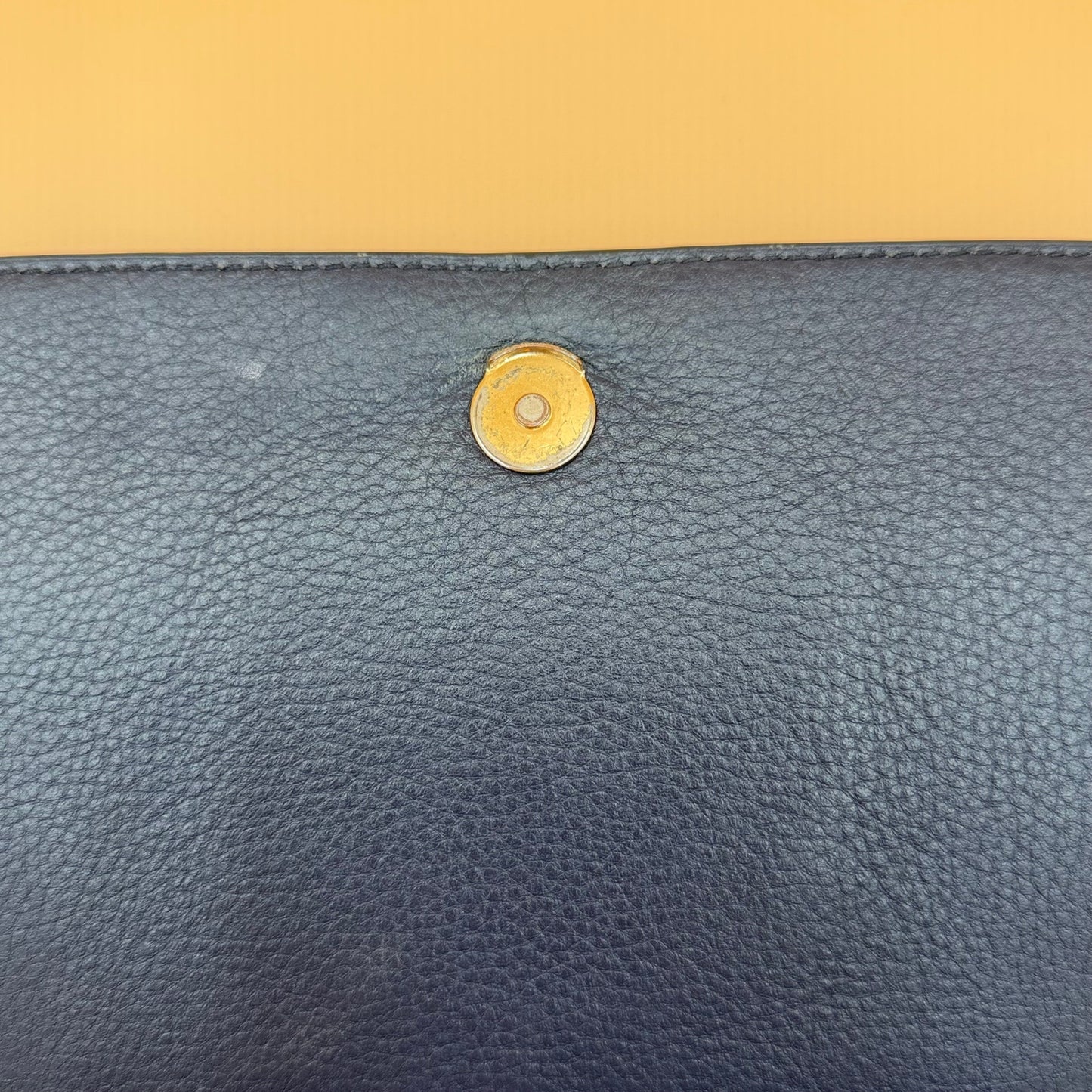 Tory Burch Royal Blue Pebbled Leather Crossbody Flap Bag Gold Tone Adjustable Strap
