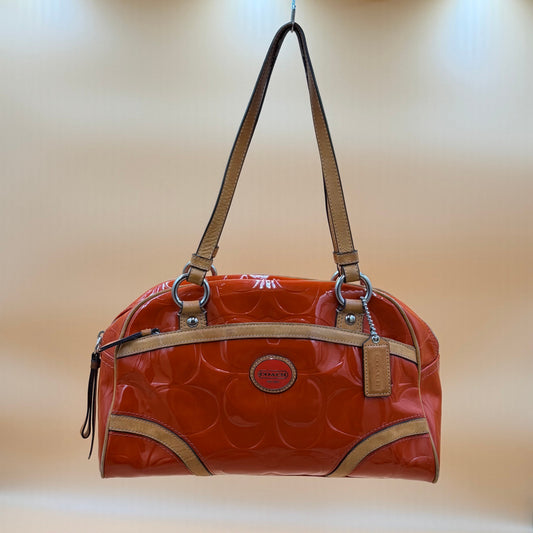 Y2K Coach Peuton Embossed Payent Orange Leather Satchel Handbag Purse