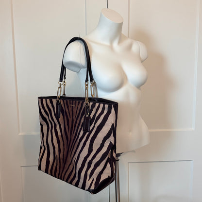 COACH MADISON EAST/WEST TOTE ZEBRA PRINT FABRIC