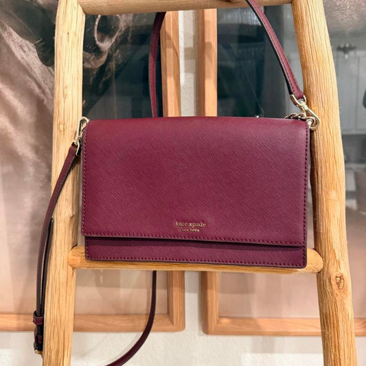 Kate Spade New York Cameron Convertible Crossbody Women’s Saffiano Bag Burgundy
