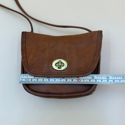 Vintage Coach Brown Glove Tanned Leather Turnlock Crossbody Bag Made in USA