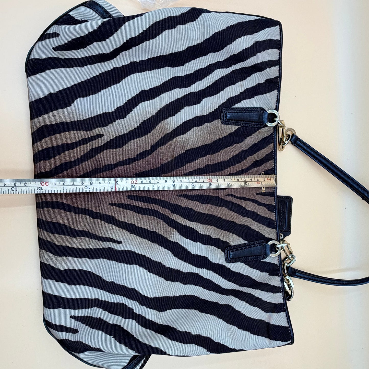 COACH MADISON EAST/WEST TOTE ZEBRA PRINT FABRIC