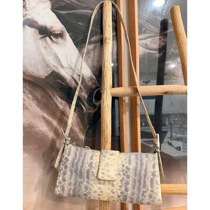 Antonio Scepi Neutral Snakeskin Shoulder Strap Clutch in Genuine Italian Leather