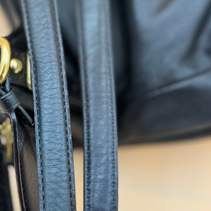 Coach Madison Black Pebbled Leather Shoulder Bag Hobo Gold Hardware with COA