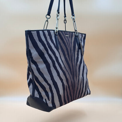 COACH MADISON EAST/WEST TOTE ZEBRA PRINT FABRIC