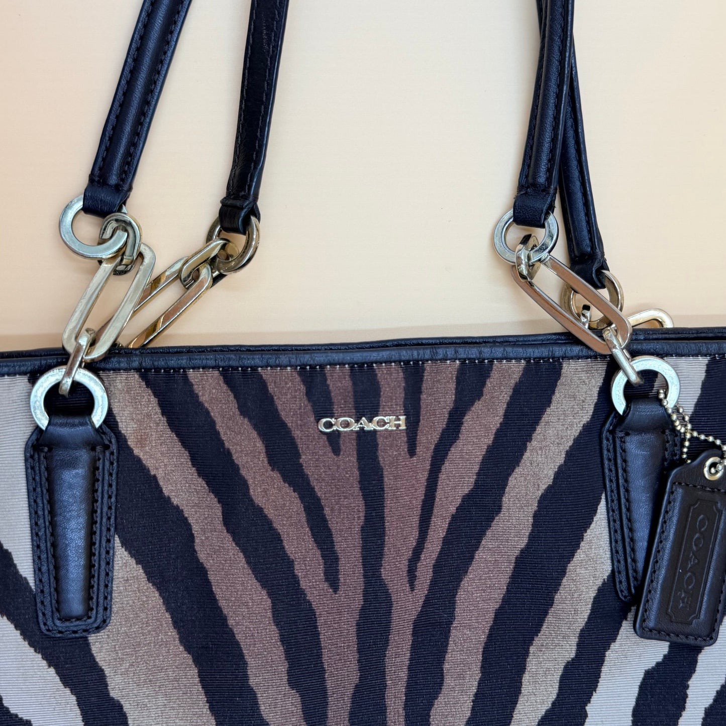 COACH MADISON EAST/WEST TOTE ZEBRA PRINT FABRIC