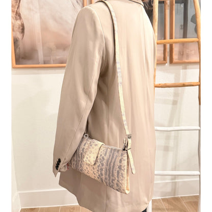 Antonio Scepi Neutral Snakeskin Shoulder Strap Clutch in Genuine Italian Leather